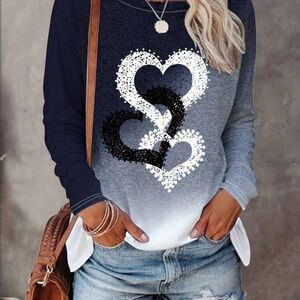 Heart Design Ombre Women's Sweatshirt
